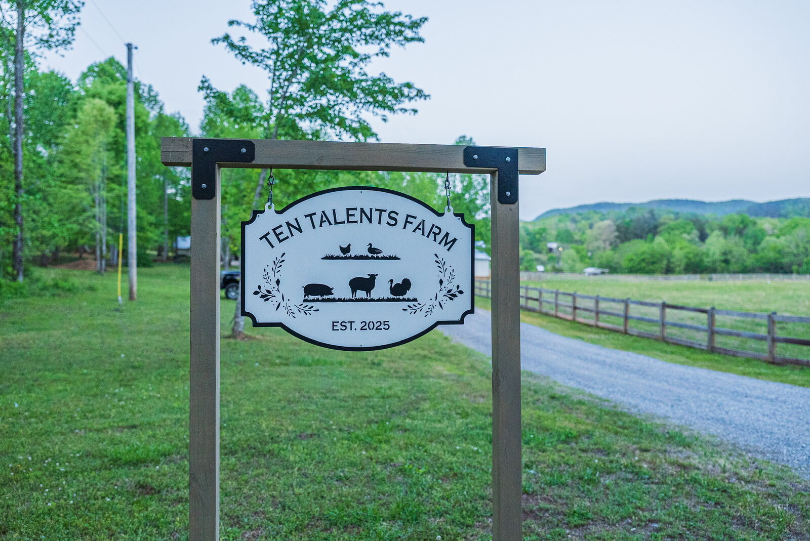 Ten Talents Farm entrance sign