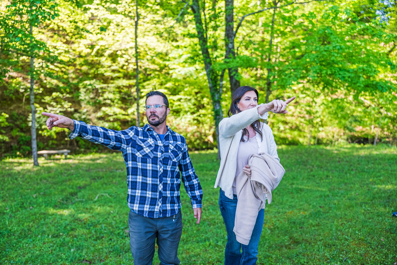 Hosts leading a farm tour for retreat guests